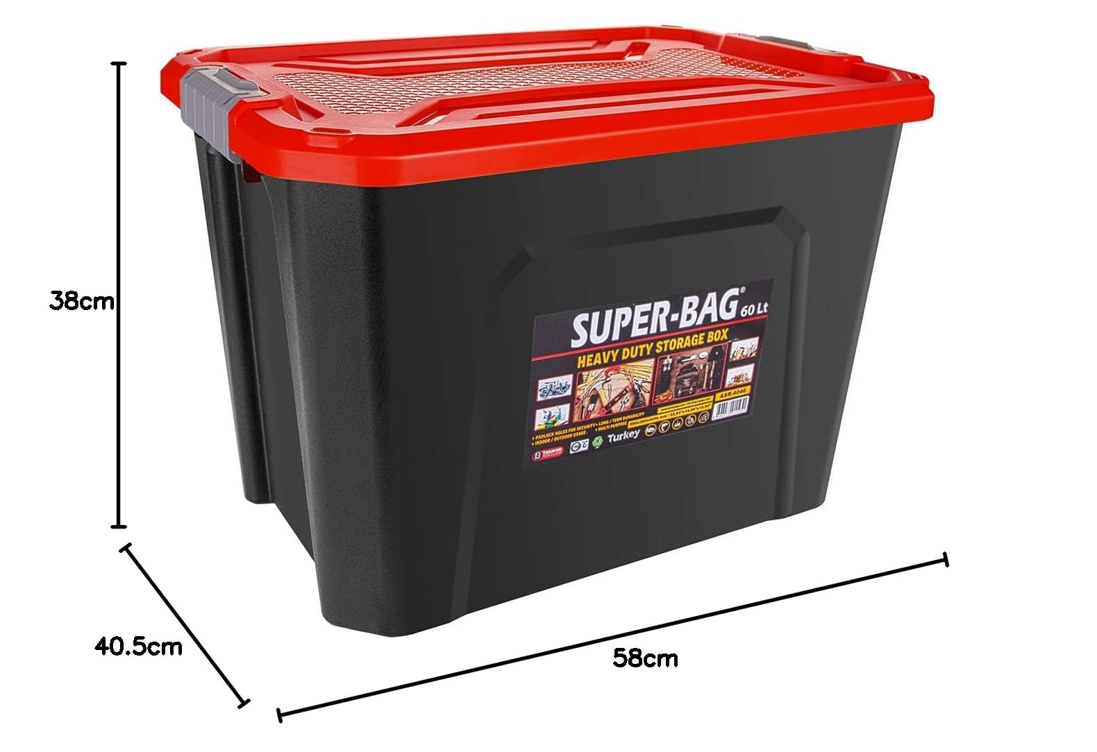 Süper Bag Asr-4046 Superbag Saklama Kutusu Renkli Kapak 60 Lt ASR